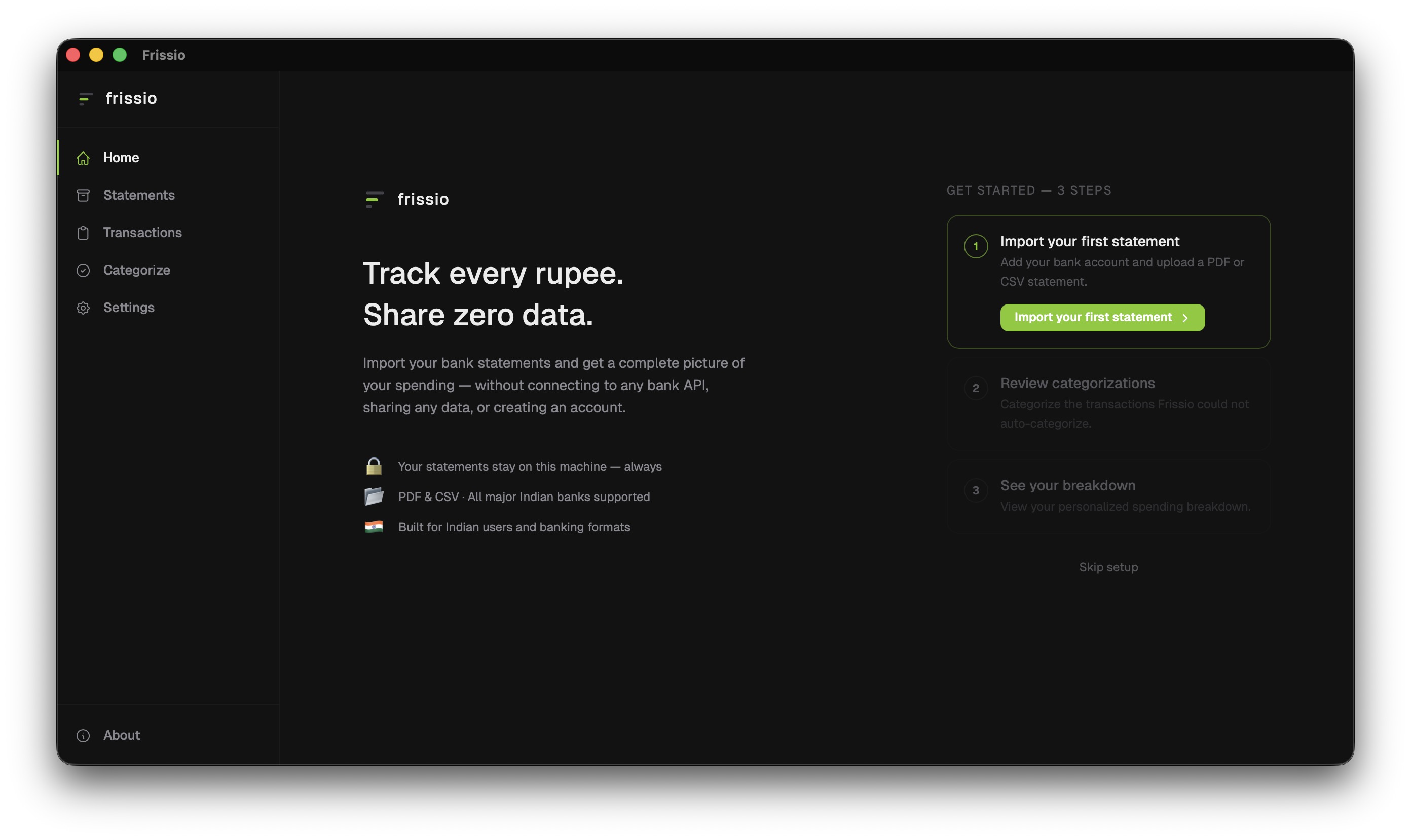 Frissio onboarding screen